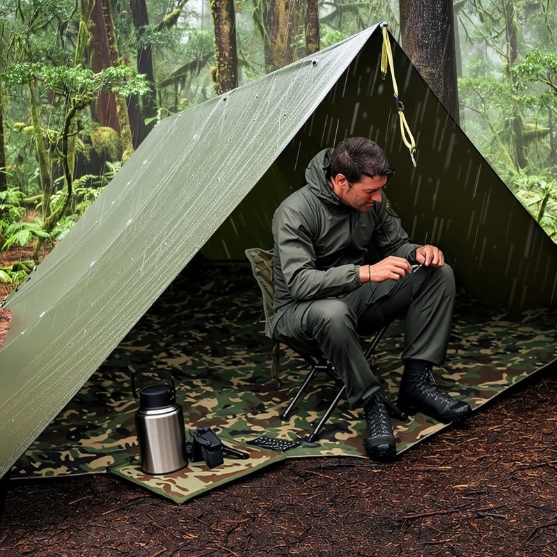 GoldCamp Waterproof Camping Tarp，70D Nylon 10X13.2ft Hammock Rain Fly ，UV 50+ and PU15000mm Tent Tarp Shelter Canopy，Heavy Duty Multifunctional Sun Shade Essentials for Hiking (120''X120'') - Image 2